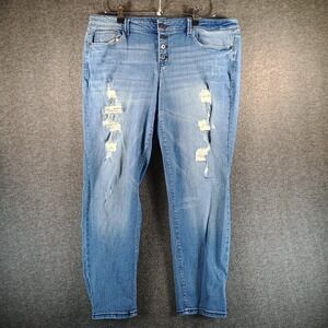 Lei Giselle Jeans Juniors Women 15 Straight Leg Button Fly Distressed Light Wash